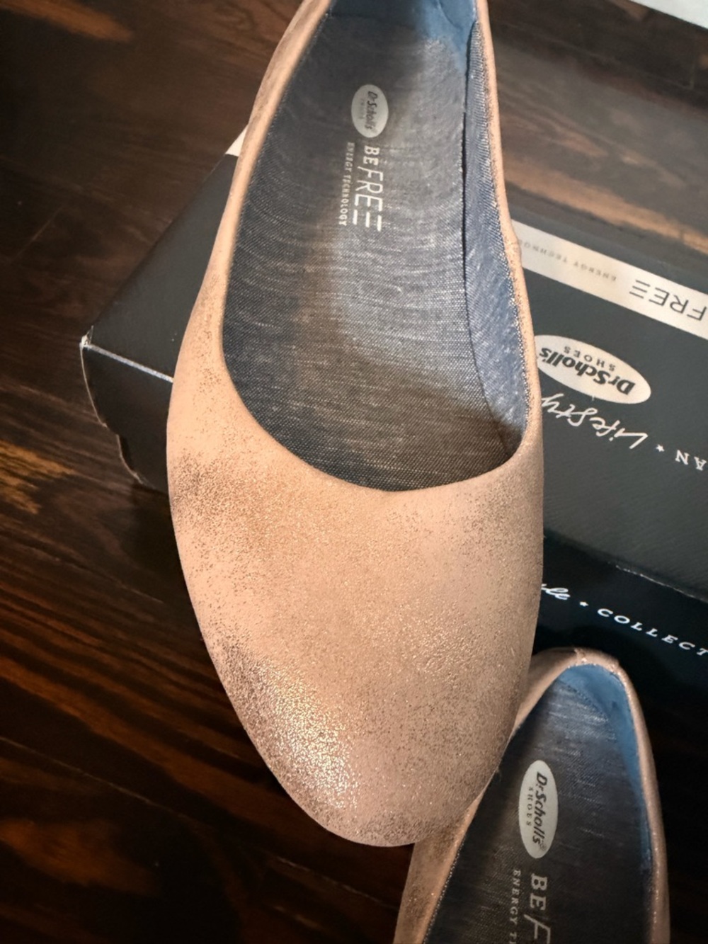 Dr. Scholl's Giorgie BeFree Metallic Rose Gold Ballet Flats - size 8 - Picture 6 of 7